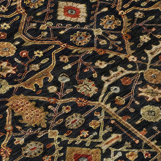 Piper Looms Chantille Global ACN1130 Black Machine Washable Area Rug Swatch Image