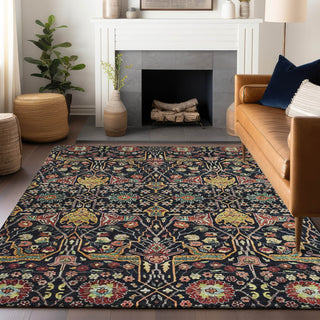 Piper Looms Chantille Global ACN1132 Black Machine Washable Area Rug Lifestyle Image Feature