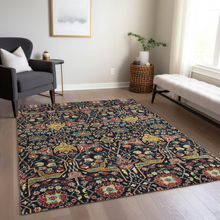 Piper Looms Chantille Global ACN1132 Black Machine Washable Area Rug Lifestyle Image Feature