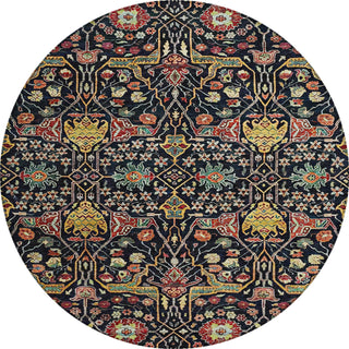 Piper Looms Chantille Global ACN1132 Black Machine Washable Area Rug Round Main Image