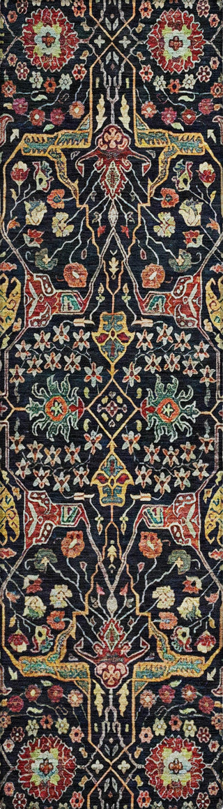 Piper Looms Chantille Global ACN1132 Black Machine Washable Area Rug Runner Main Image