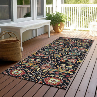 Piper Looms Chantille Global ACN1132 Black Machine Washable Area Rug Runner Outdoor Lifestyle Image Feature