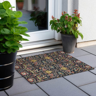 Piper Looms Chantille Global ACN1132 Black Machine Washable Area Rug Scatter Outdoor Lifestyle Image Feature