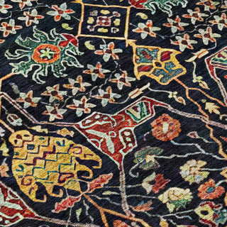 Piper Looms Chantille Global ACN1132 Black Machine Washable Area Rug Swatch Image