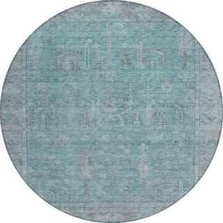Piper Looms Chantille Global ACN1135 Teal Machine Washable Area Rug Round Main Image