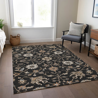 Piper Looms Chantille Global ACN1137 Black Machine Washable Area Rug Lifestyle Image Feature
