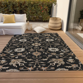 Piper Looms Chantille Global ACN1137 Black Machine Washable Area Rug Outdoor Lifestyle Image Feature