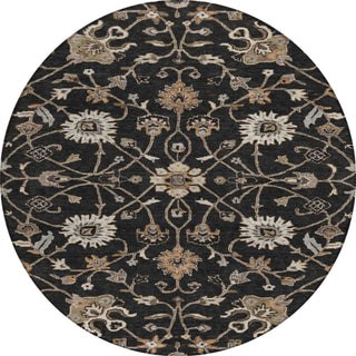 Piper Looms Chantille Global ACN1137 Black Machine Washable Area Rug Round Main Image