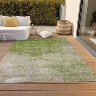 Piper Looms Chantille Watercolors ACN1138 Olive Machine Washable Area Rug Outdoor Lifestyle Image Feature