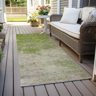 Piper Looms Chantille Watercolors ACN1138 Olive Machine Washable Area Rug Runner Outdoor Lifestyle Image Feature