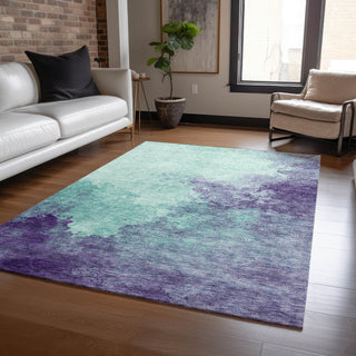 Piper Looms Chantille Watercolors ACN1138 Seafoam Machine Washable Area Rug Lifestyle Image Feature