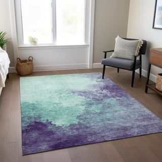 Piper Looms Chantille Watercolors ACN1138 Seafoam Machine Washable Area Rug Lifestyle Image Feature
