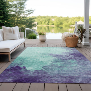 Piper Looms Chantille Watercolors ACN1138 Seafoam Machine Washable Area Rug Outdoor Lifestyle Image Feature