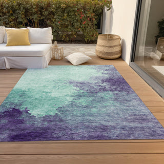 Piper Looms Chantille Watercolors ACN1138 Seafoam Machine Washable Area Rug Outdoor Lifestyle Image Feature
