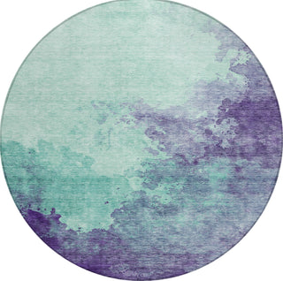 Piper Looms Chantille Watercolors ACN1138 Seafoam Machine Washable Area Rug Round Main Image