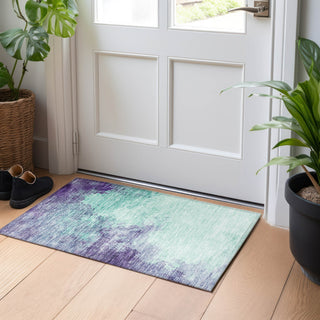 Piper Looms Chantille Watercolors ACN1138 Seafoam Machine Washable Area Rug Scatter Lifestyle Image Feature