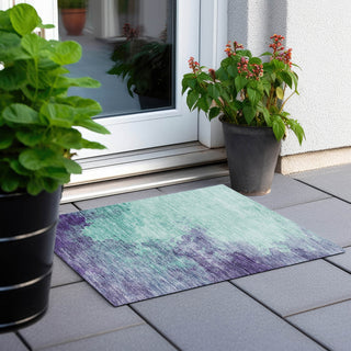 Piper Looms Chantille Watercolors ACN1138 Seafoam Machine Washable Area Rug Scatter Outdoor Lifestyle Image Feature