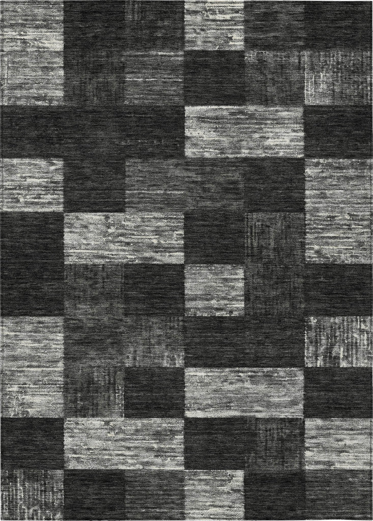 Piper Looms Chantille Geometric ACN1139 Black Machine Washable Area Rug main image