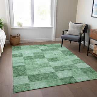 Piper Looms Chantille Geometric ACN1139 Green Machine Washable Area Rug Lifestyle Image Feature