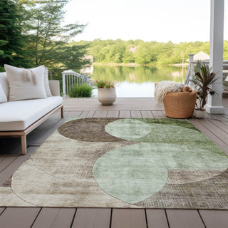 Piper Looms Chantille Geometric ACN1140 Aloe Machine Washable Area Rug Outdoor Lifestyle Image Feature