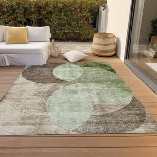 Piper Looms Chantille Geometric ACN1140 Aloe Machine Washable Area Rug Outdoor Lifestyle Image Feature