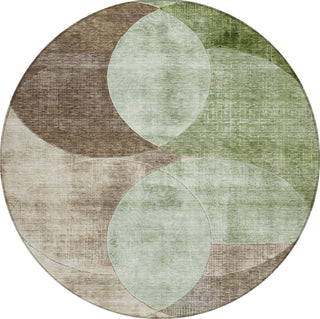 Piper Looms Chantille Geometric ACN1140 Aloe Machine Washable Area Rug Round Main Image