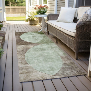 Piper Looms Chantille Geometric ACN1140 Aloe Machine Washable Area Rug Runner Outdoor Lifestyle Image Feature