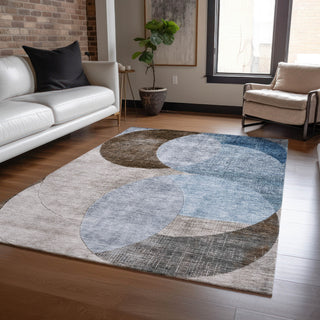 Piper Looms Chantille Geometric ACN1140 Denim Machine Washable Area Rug Lifestyle Image Feature