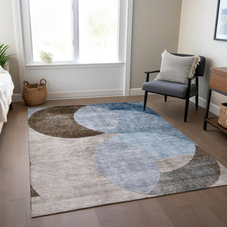 Piper Looms Chantille Geometric ACN1140 Denim Machine Washable Area Rug Lifestyle Image Feature