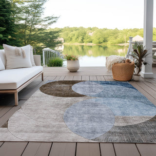 Piper Looms Chantille Geometric ACN1140 Denim Machine Washable Area Rug Outdoor Lifestyle Image Feature