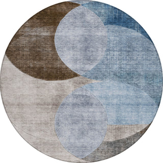 Piper Looms Chantille Geometric ACN1140 Denim Machine Washable Area Rug Round Main Image