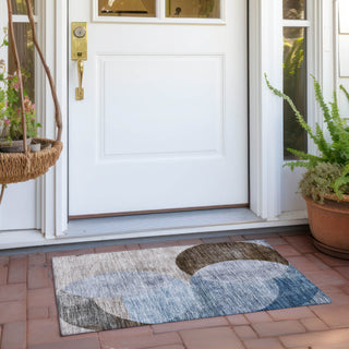 Piper Looms Chantille Geometric ACN1140 Denim Machine Washable Area Rug Scatter Outdoor Lifestyle Image Feature