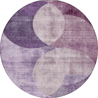 Piper Looms Chantille Geometric ACN1140 Purple Machine Washable Area Rug Round Main Image