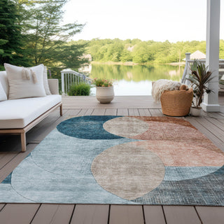 Piper Looms Chantille Geometric ACN1140 Rust Machine Washable Area Rug Outdoor Lifestyle Image Feature
