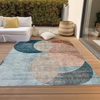 Piper Looms Chantille Geometric ACN1140 Rust Machine Washable Area Rug Outdoor Lifestyle Image Feature
