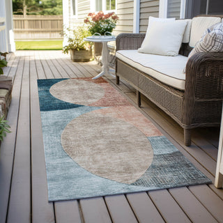 Piper Looms Chantille Geometric ACN1140 Rust Machine Washable Area Rug Runner Outdoor Lifestyle Image Feature