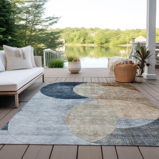 Piper Looms Chantille Geometric ACN1140 Sky Machine Washable Area Rug Outdoor Lifestyle Image Feature