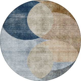 Piper Looms Chantille Geometric ACN1140 Sky Machine Washable Area Rug Round Main Image