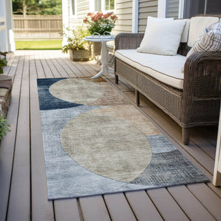 Piper Looms Chantille Geometric ACN1140 Sky Machine Washable Area Rug Runner Outdoor Lifestyle Image Feature