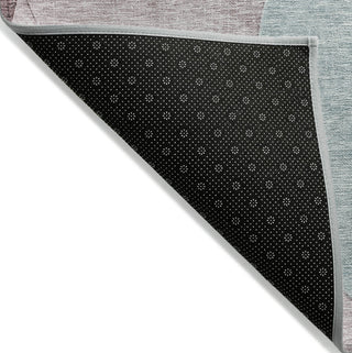 Piper Looms Chantille Geometric ACN1140 Teal Machine Washable Area Rug Backing Image