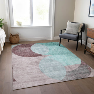 Piper Looms Chantille Geometric ACN1140 Teal Machine Washable Area Rug Lifestyle Image Feature