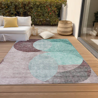 Piper Looms Chantille Geometric ACN1140 Teal Machine Washable Area Rug Outdoor Lifestyle Image Feature