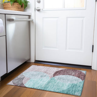 Piper Looms Chantille Geometric ACN1140 Teal Machine Washable Area Rug Scatter Lifestyle Image Feature