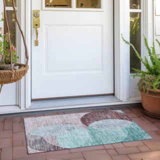 Piper Looms Chantille Geometric ACN1140 Teal Machine Washable Area Rug Scatter Outdoor Lifestyle Image Feature
