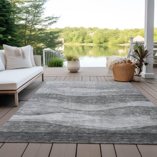 Piper Looms Chantille Swirls ACN1141 Gray Machine Washable Area Rug Outdoor Lifestyle Image Feature