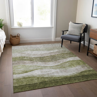 Piper Looms Chantille Swirls ACN1141 Green Machine Washable Area Rug Lifestyle Image Feature