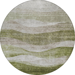 Piper Looms Chantille Swirls ACN1141 Green Machine Washable Area Rug Round Main Image