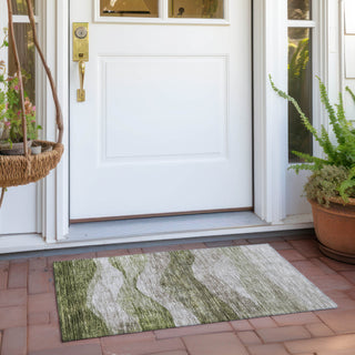 Piper Looms Chantille Swirls ACN1141 Green Machine Washable Area Rug Scatter Outdoor Lifestyle Image Feature