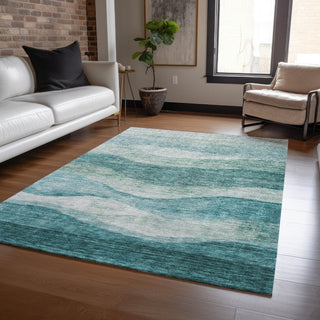 Piper Looms Chantille Swirls ACN1141 Seafoam Machine Washable Area Rug Lifestyle Image Feature