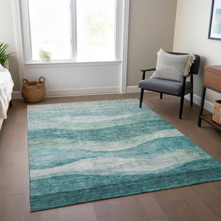 Piper Looms Chantille Swirls ACN1141 Seafoam Machine Washable Area Rug Lifestyle Image Feature